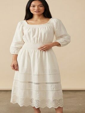 Ramy brook White Boho Eyelet Midi Dress - Women